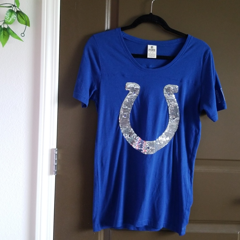 NFT Indianapolis Colts Short Sleeve Sequin Top